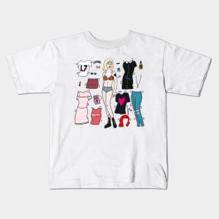 Riot grrrl paper doll Kids T-Shirt